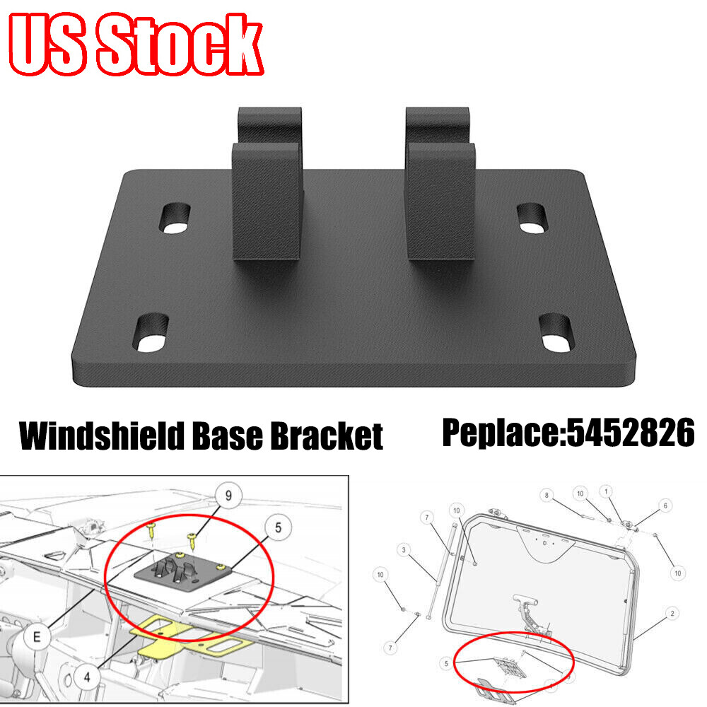 Windshield Base Bracket For Polaris General Glass Tip-Out Hardware Base Bracket