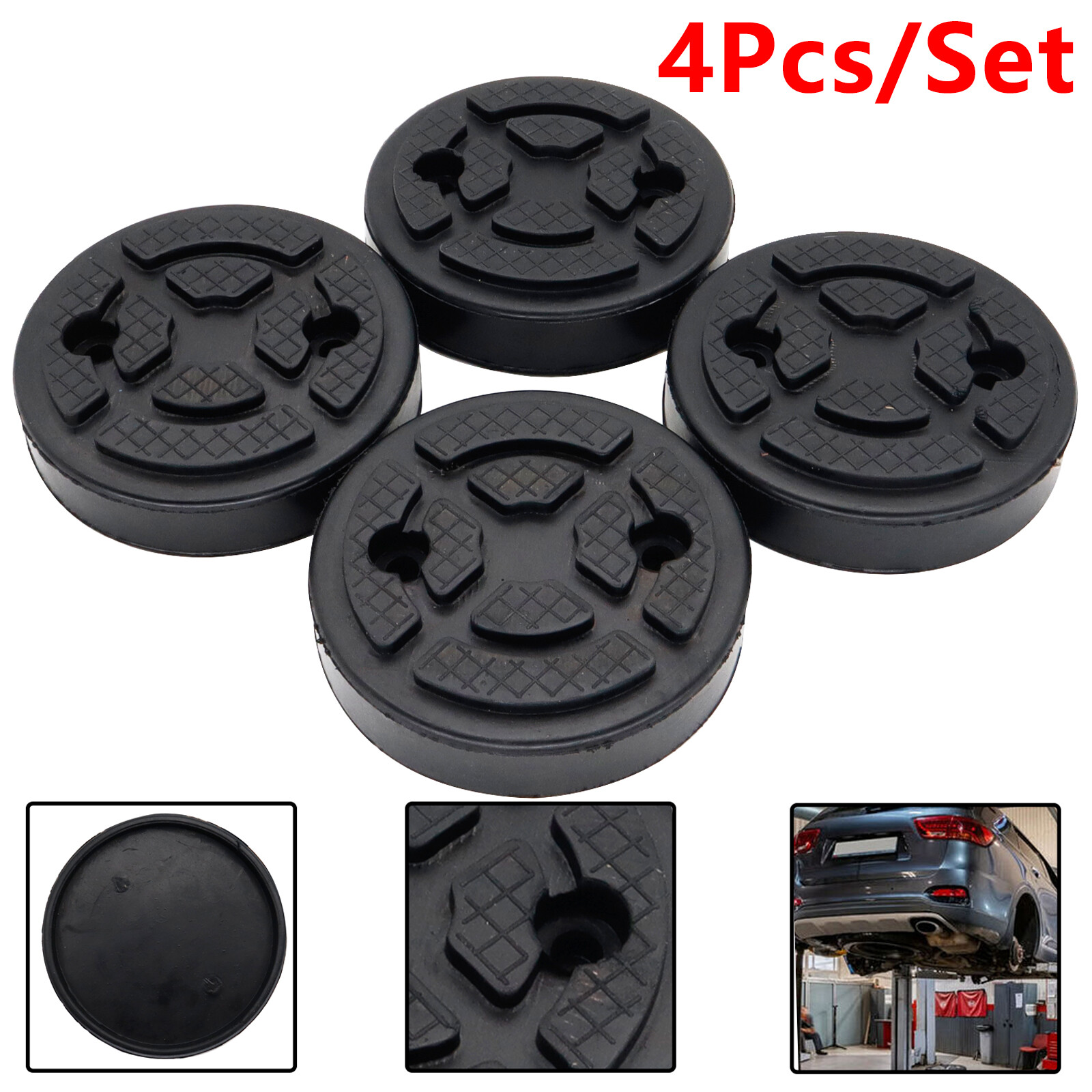 4Pcs Round Rubber Arm Pads Lift Pad For Auto Lift Truck Car Hoist Heavy Duty