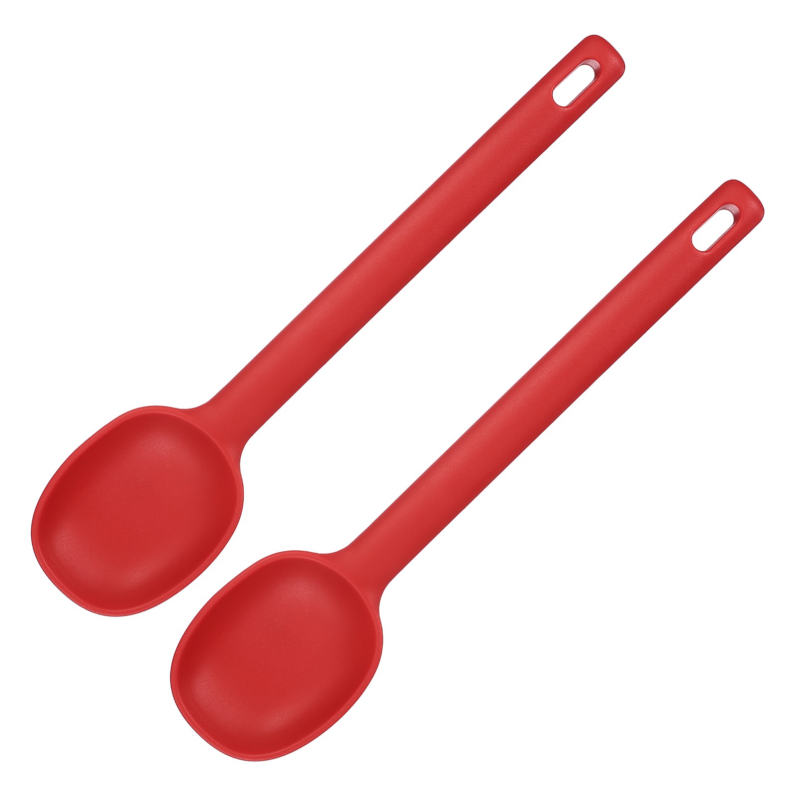 2 Pack Silicone Nonstick Mixing Spoon, 11"Heat Resistant Spoon, Red