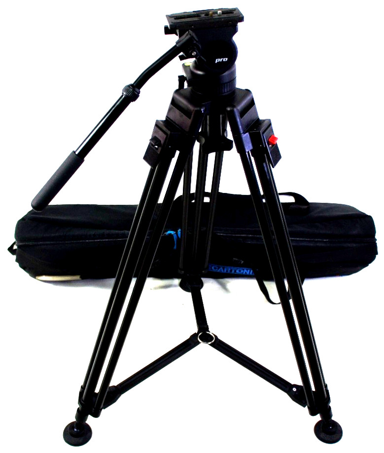 CARTONI ACTION HEAD 75mm PLATE TRIPOD MIDSPR TDKNO TELPANBAR BAG SERVICED 12Lb🔥