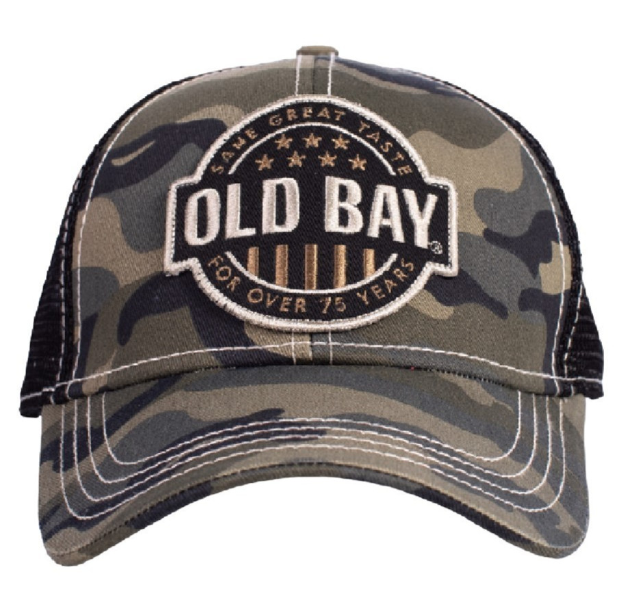 Old Bay Embroidered USA Flag Patch Camo Mesh Back Cap Hat NEW Fast Free Ship
