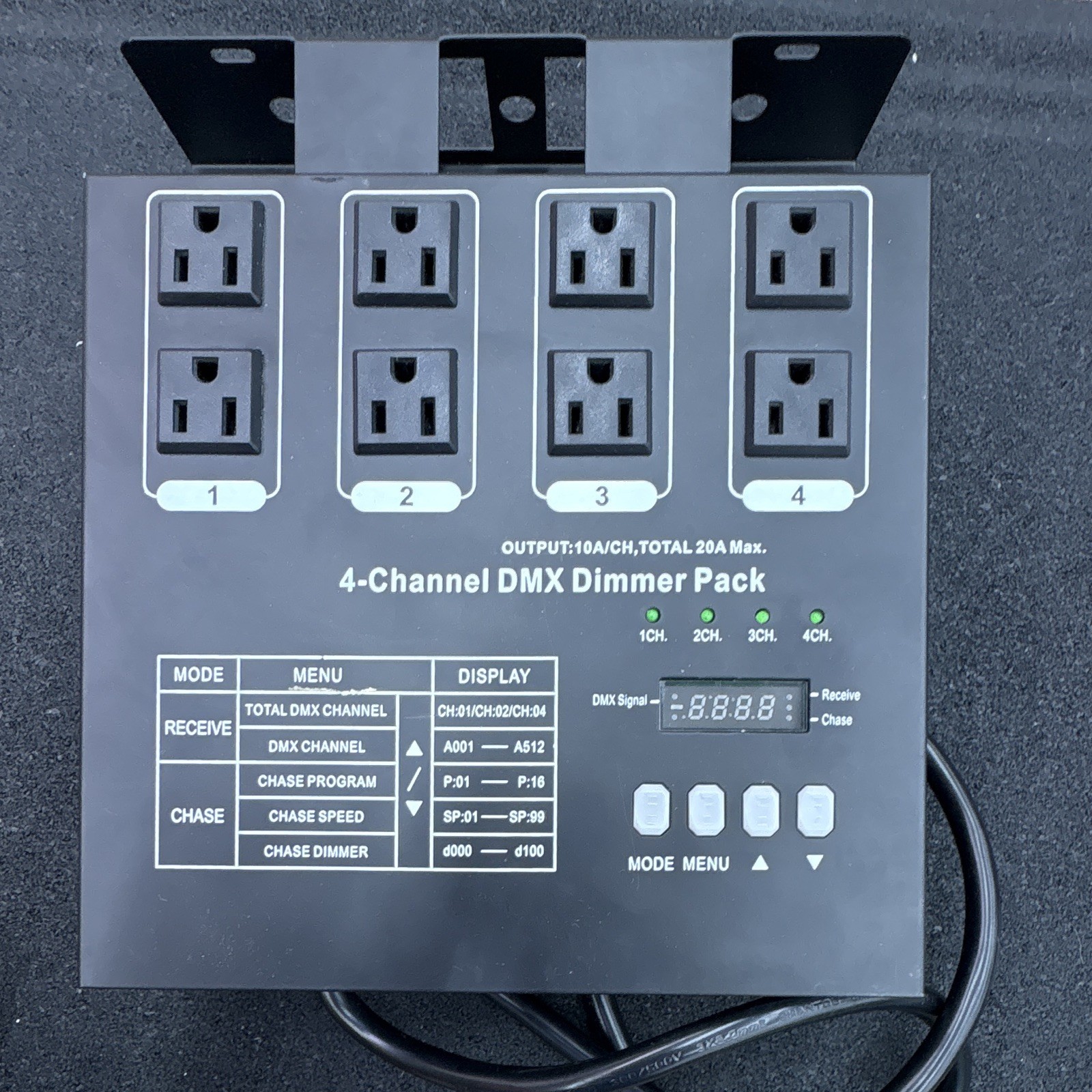 4-Channel DMX Dimmer Pack Wired Stage Lighting Dimmer with Chase