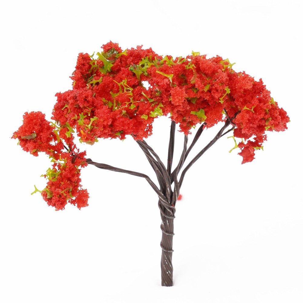 10X Red Flowers Model Trees Model Train Diorama Garden Scenery 4cm Flower Tree