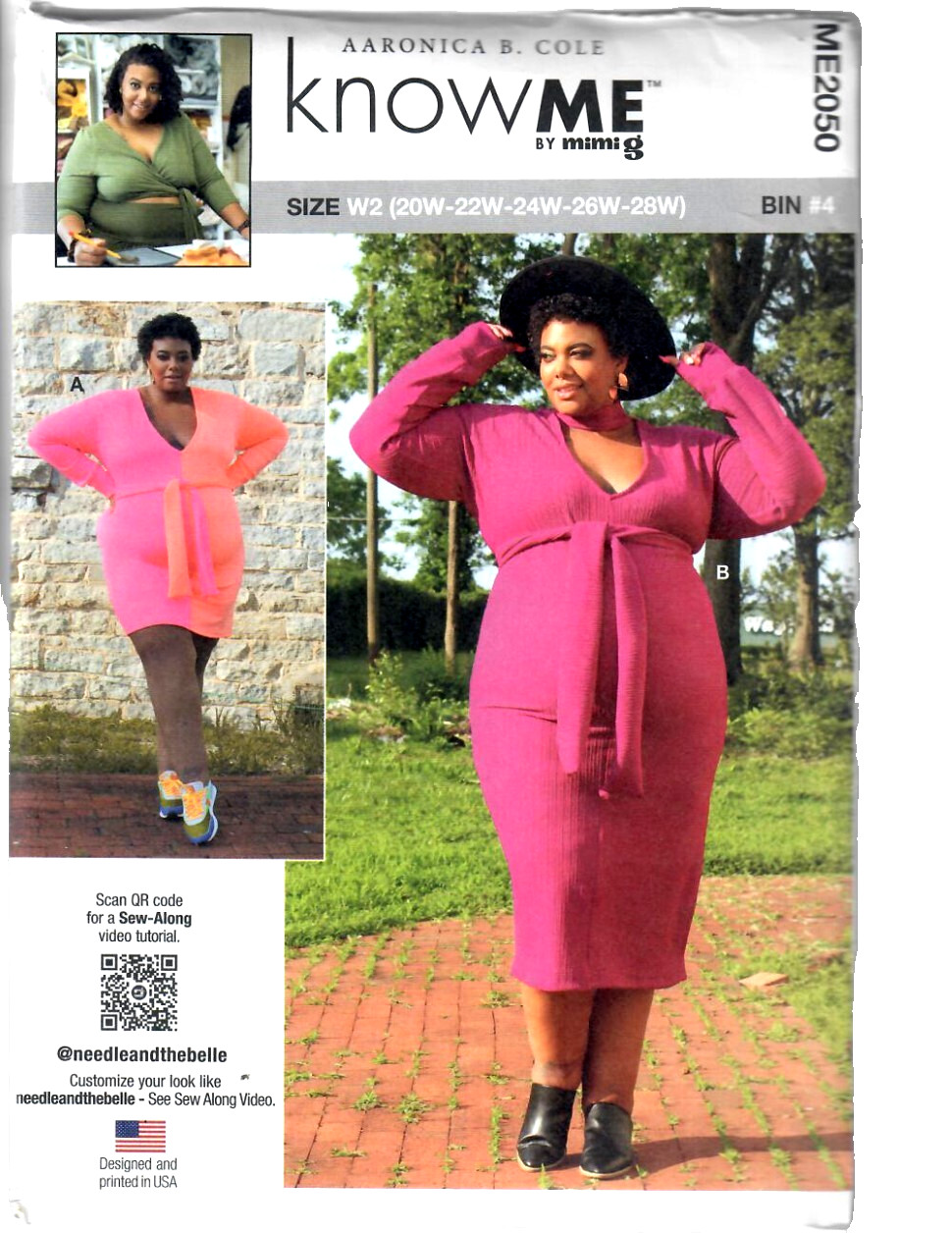 Know Me mimi G ME2050 Sewing Pattern Misses Knit Dress 2 Lengths 20W-28W Plus