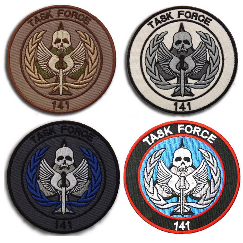 4PCS CALL OF DUTY TASK FORCE 141 TACTICAL HOOK&LOOP PATCH EMBROIDERED BADGE