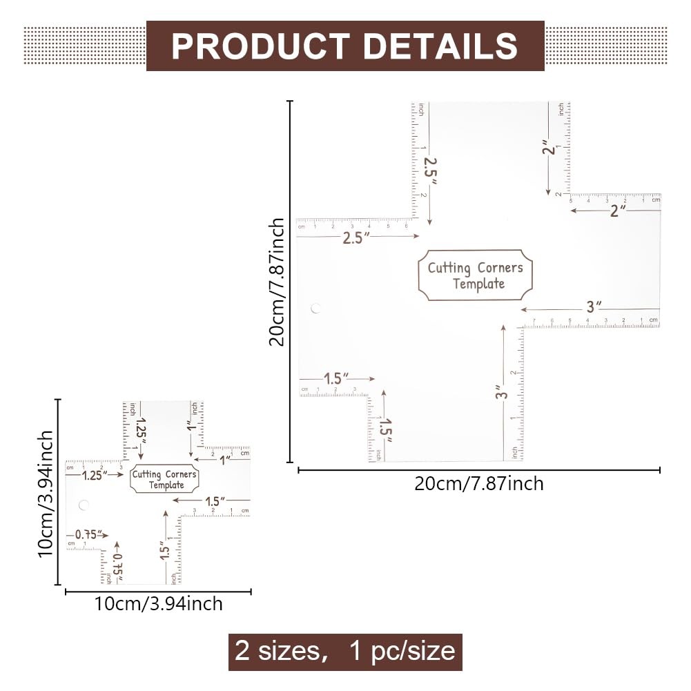 2 PCS Box Corner Template Clear Acrylic Quilting Corner Cutting Stencil