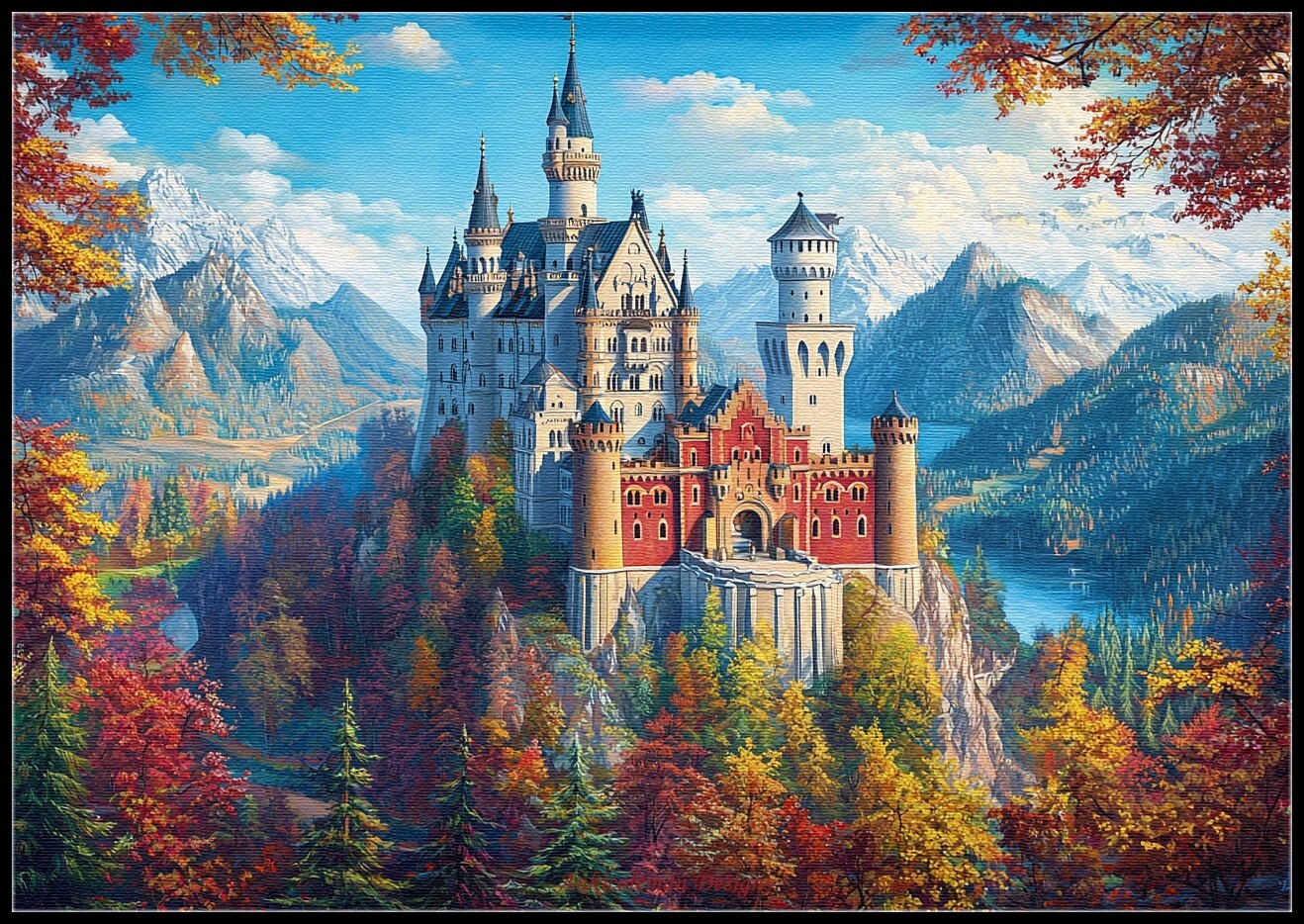 Neuschwanstein Castle 5 DIY Chart Counted Cross Stitch Patterns Needlework DMC