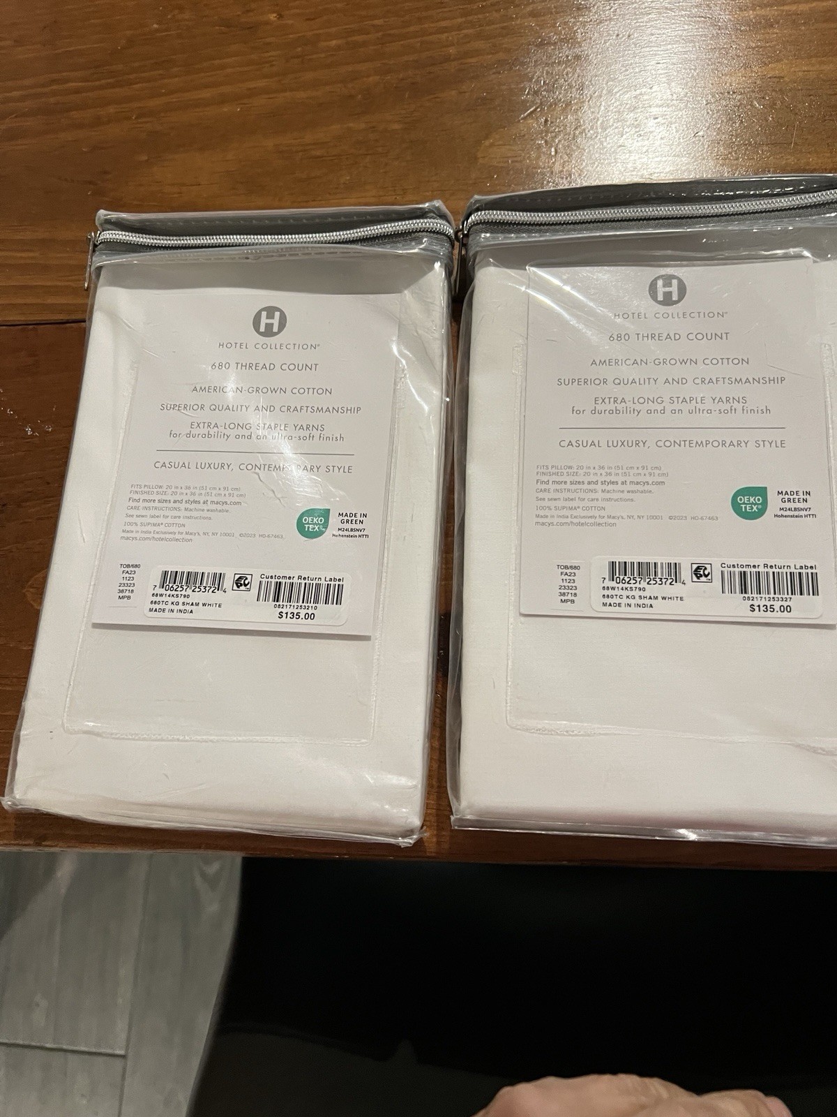 Hotel Collection King White Supima Pillowcases New