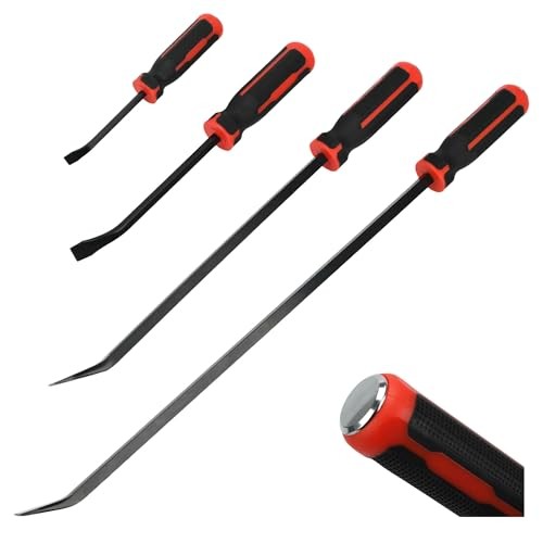 4-Piece Heavy Duty Pry Bar Set, 8", 12", 18", 24" Mechanic Hand Tools with