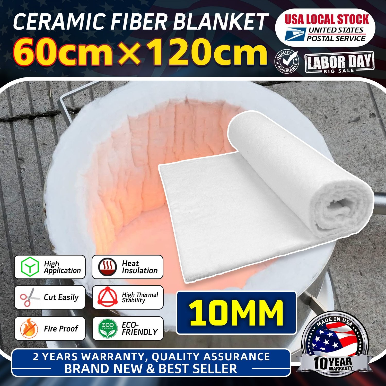 2500F 1/4" x 47" x 24" Ceramic Fiber Insulation Blanket Ceramic Fiber Fireproof