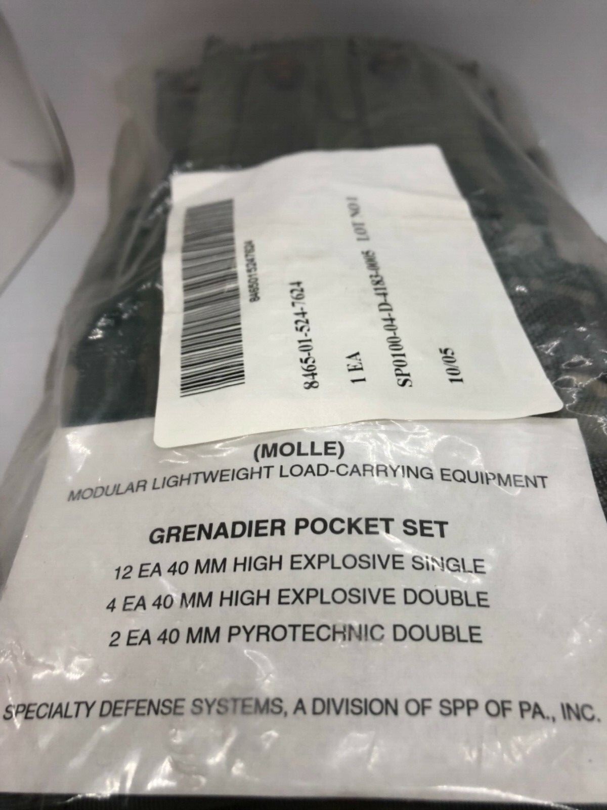 USGI Grenadier Pocket Set, 18 MOLLE II 40mm Pouches Genuine Army Issue- Unopened