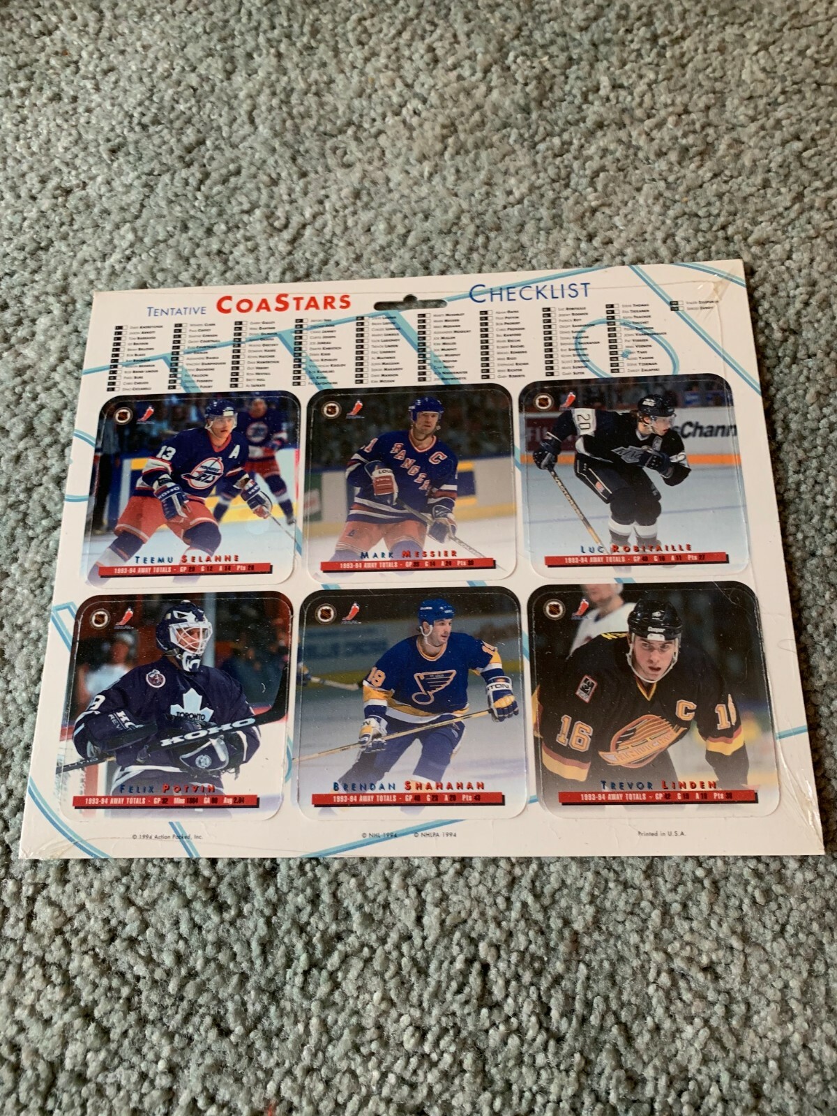 1994 Action Packed Coastars Hockey Card Uncut Sheet Sealed Mark Messier Potvin