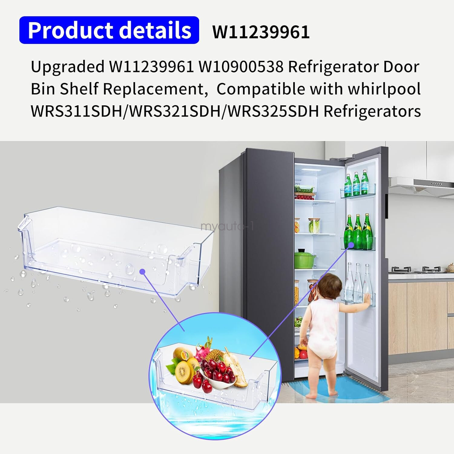 W11239961 Refrigerator Door Shelf Bin 2 Pack For Whirlpool Refrigerator Shelf