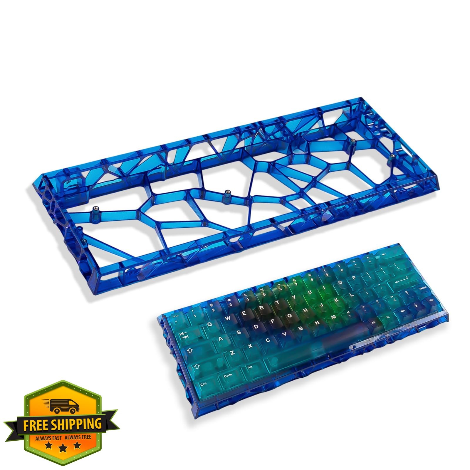 Hollow Mechanical Keyboard Case Bllue Transparent Keyboard Housing Compatible...
