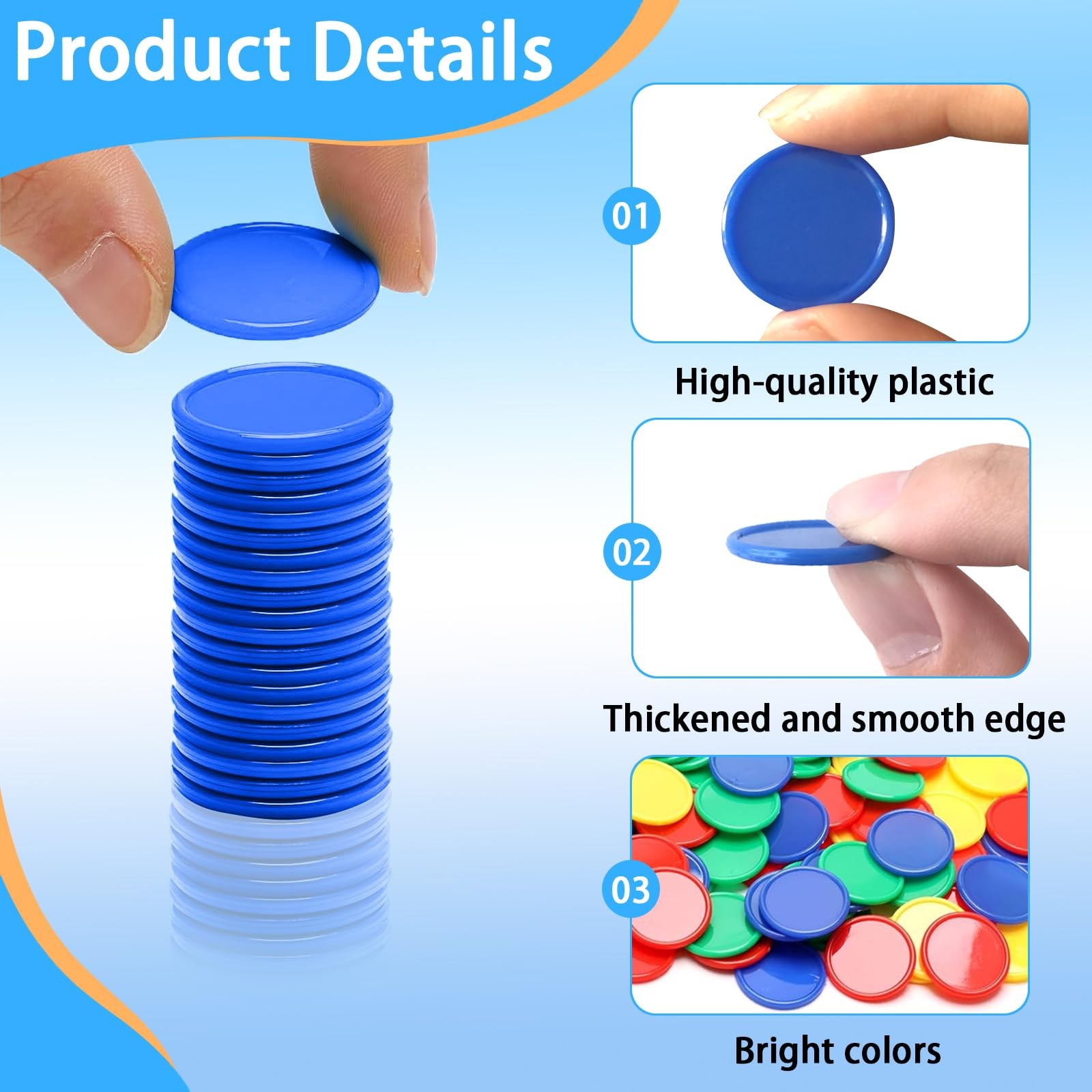 200pcs Math Counters,1 Inch Bingo Chips,4 Colors with Storage Box Plastic Poker