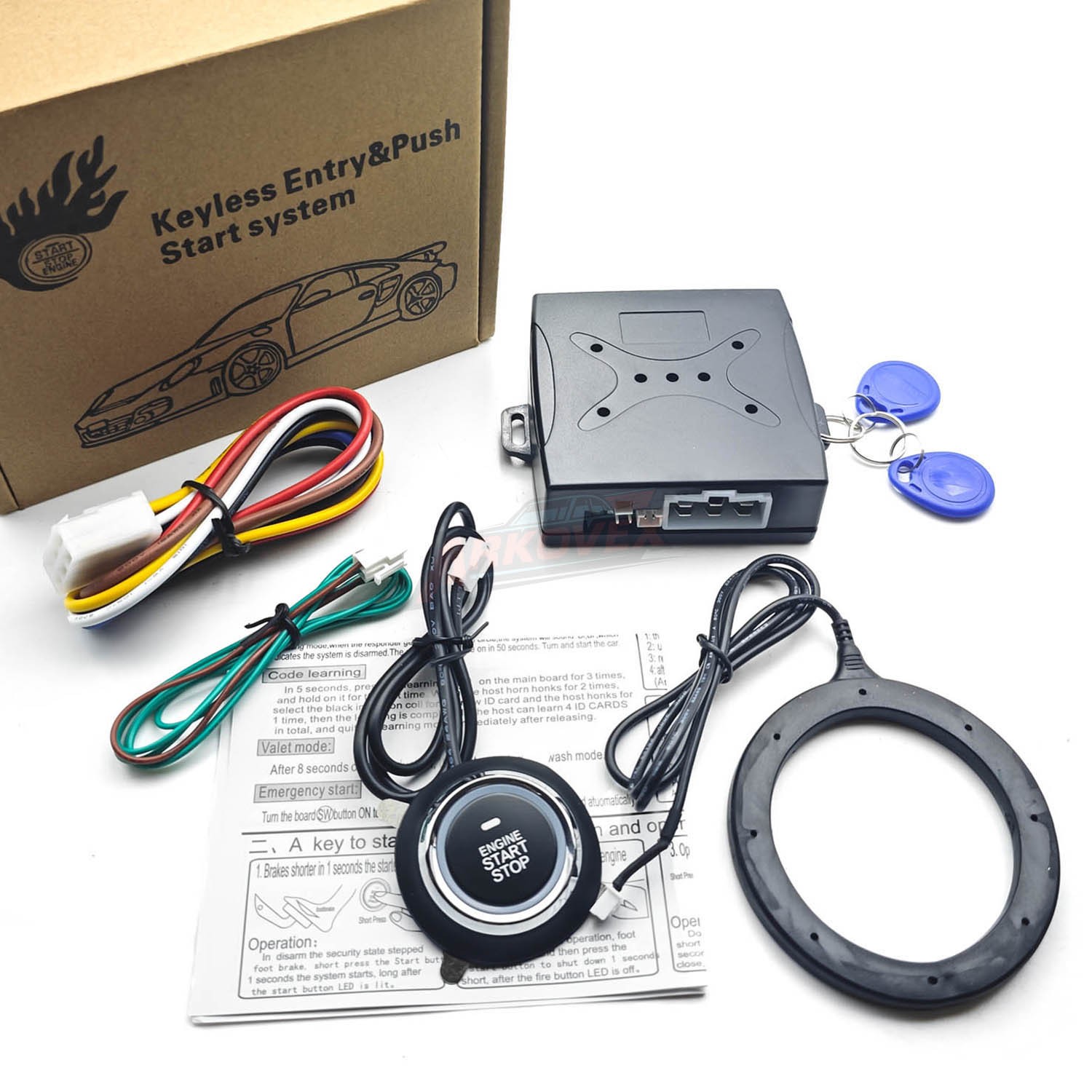 Car Ignition Switch RFID Engine Start Push Button Keyless Entry Starter Kit 12V