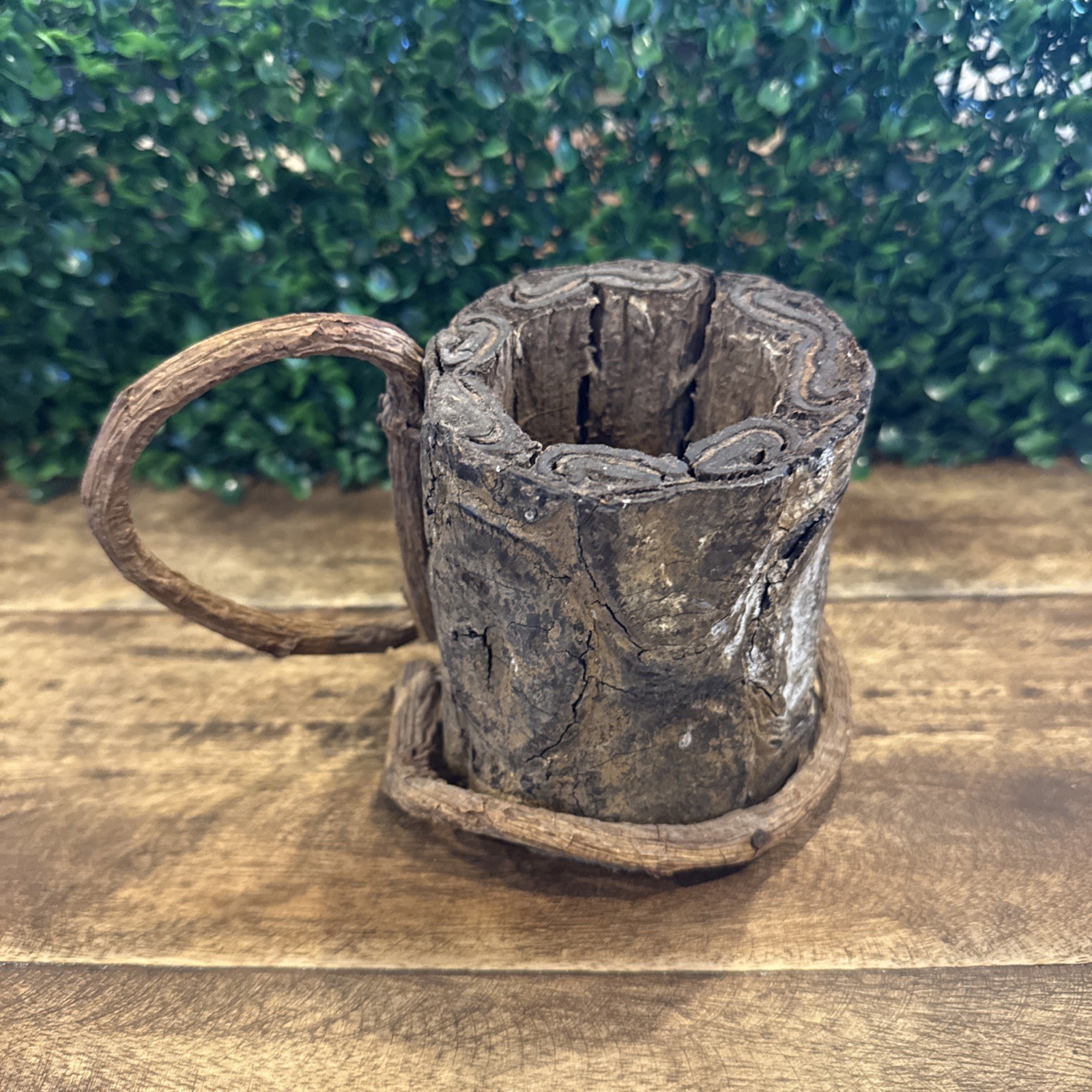 Handmade Tree Bark Wooden Planter