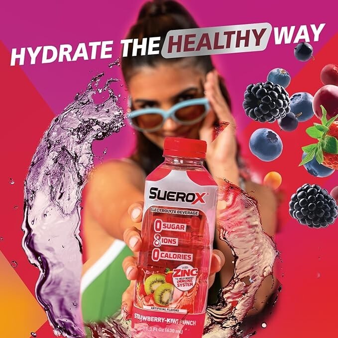 SueroX Coconut Refresh Electrolyte Drink 8 Ions for Hydration 21.3 Oz (12 Count)