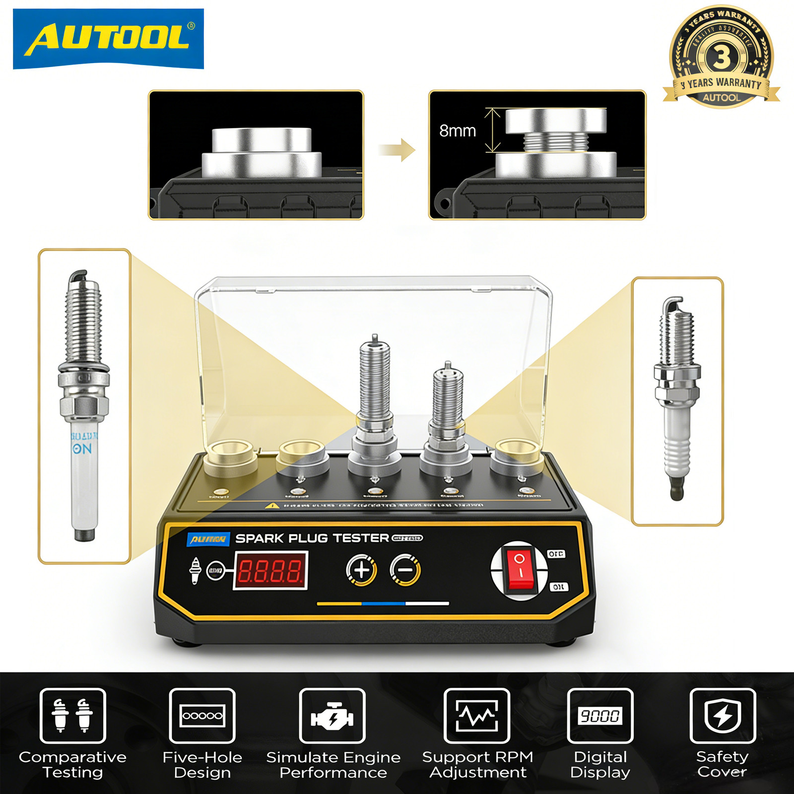 Car Spark Plug Tester Ignition 5 Holes Spark Plug Analyzer Ignition Coil Tester