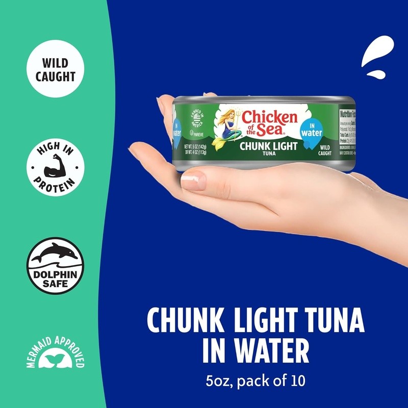 Wild Caught Tuna High Protein Non-GMO Canned Fish Healthy Meals 10 Pack New