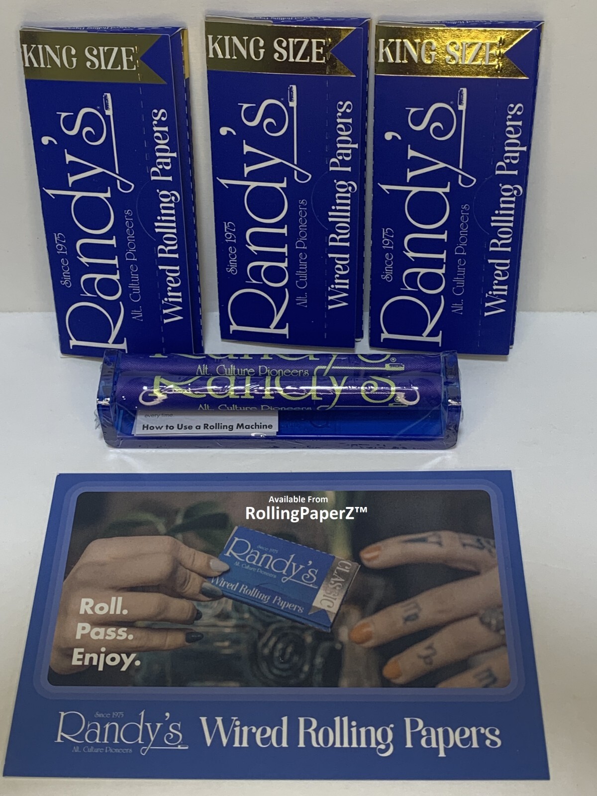 New! RANDY'S 110mm Roller and 3 Packs wired KING SIZE Papers
