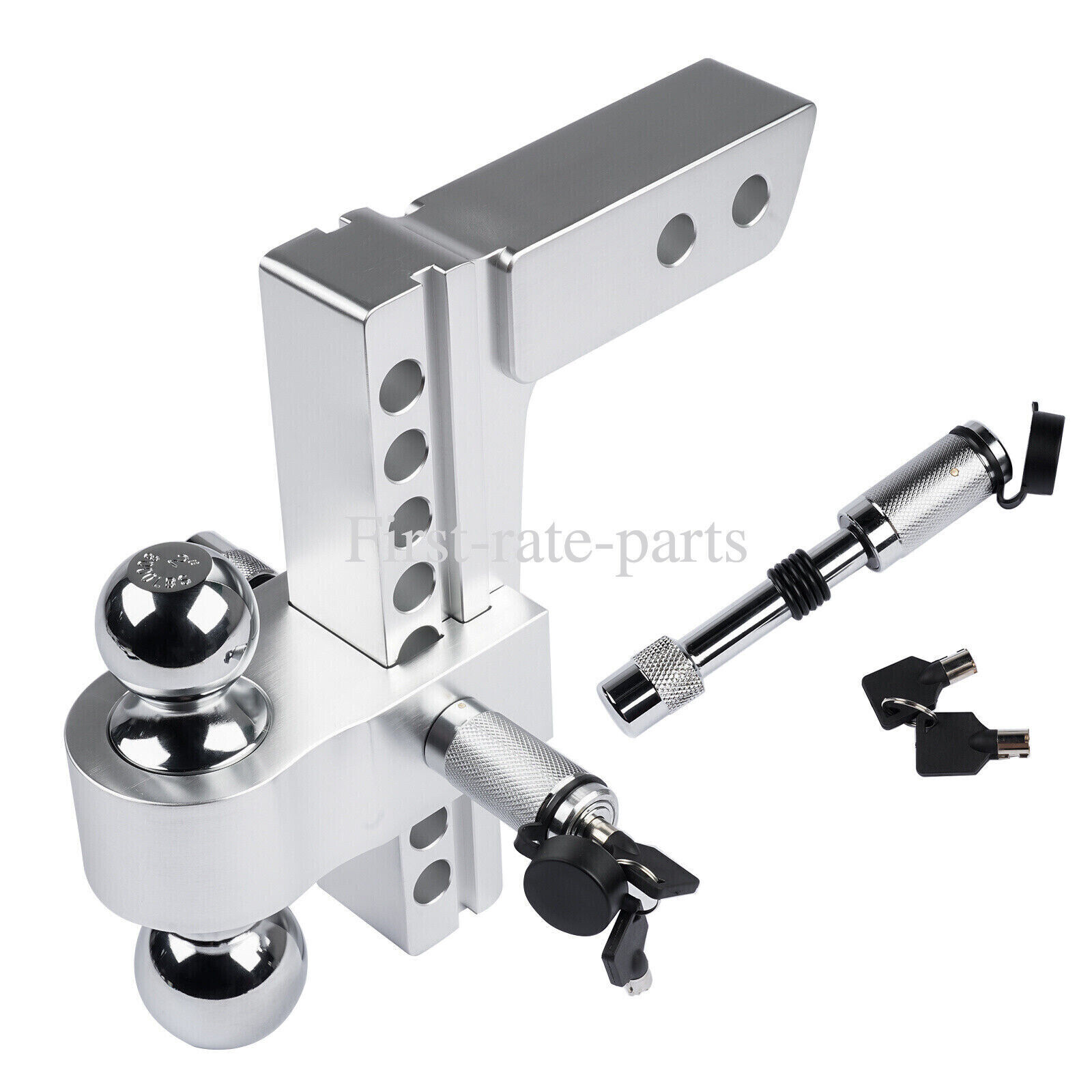 2'' Receiver 2-5/16" ball 8" Drop/Rise Adjustable Trailer Hitch 12500 LBS Silver