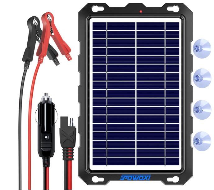 POWOXI 7.5W 12V Solar Battery Trickle Charger Maintainer Waterproof