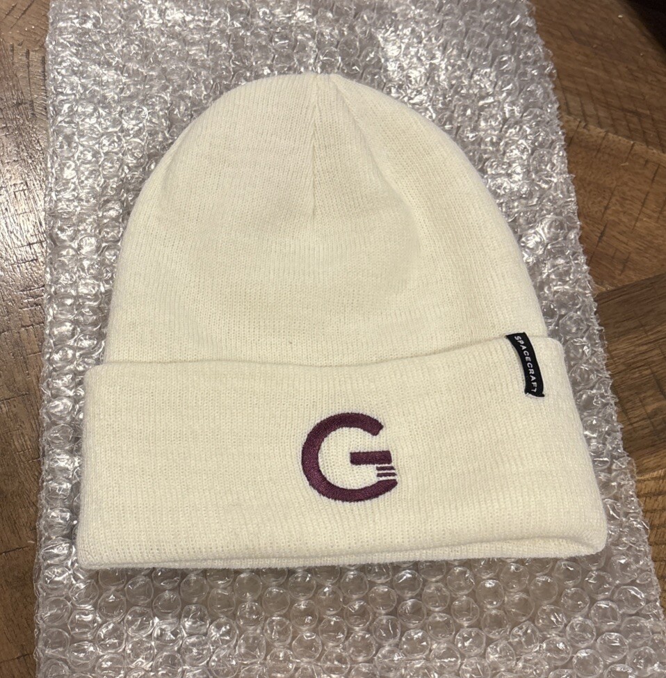 Spacecraft Knit Winter Beanie Hat Off White  * Monogrammed w/ Letter G * NEW