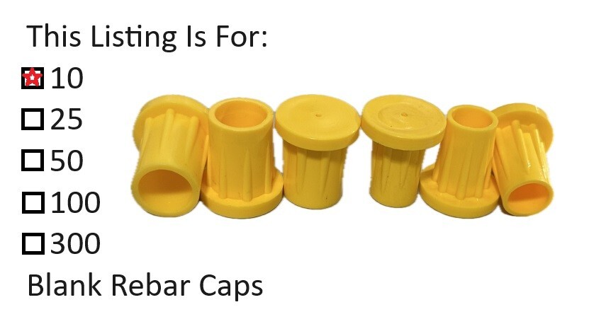 5/8" YELLOW SURVEYORS #5 REBAR CAPS 10pcs, SURVEY MARKER, PROPERTY CORNER blank