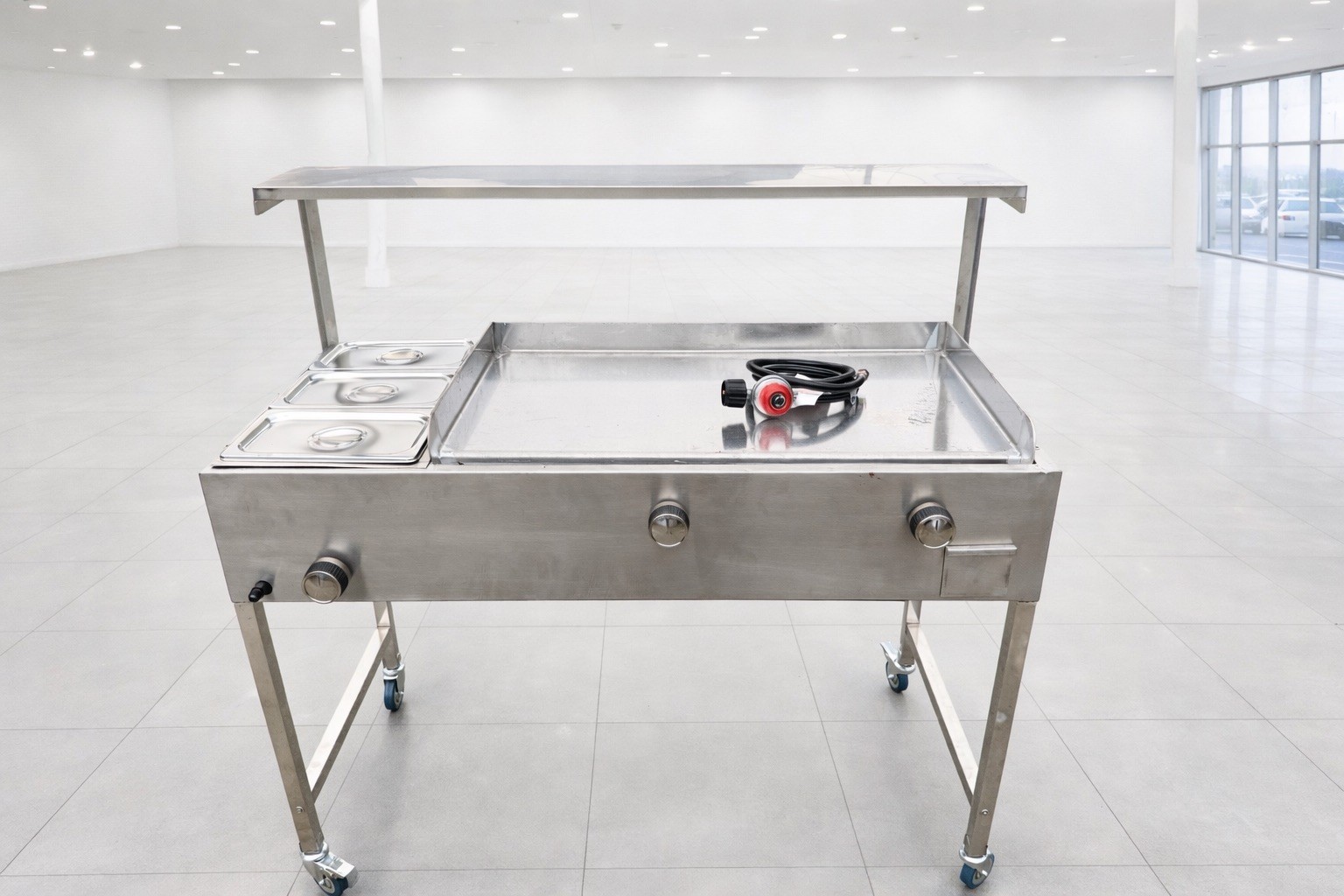 Taco Cart W/ Flat Top Griddle & 3 Warmers, with 3 Burners (Propane)