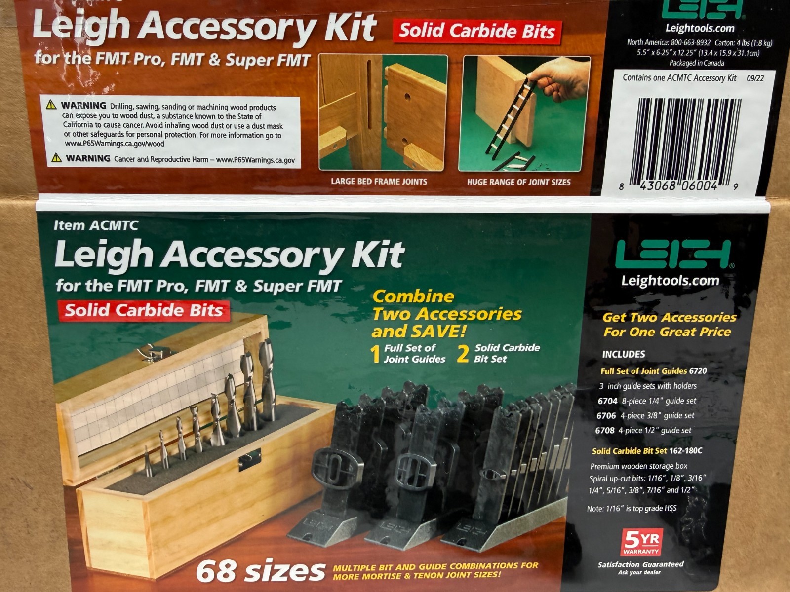 Leigh ACMTC Accessory Kit For FMT Pro & FMT Super - Solid Carbide Bits, 68 Sizes