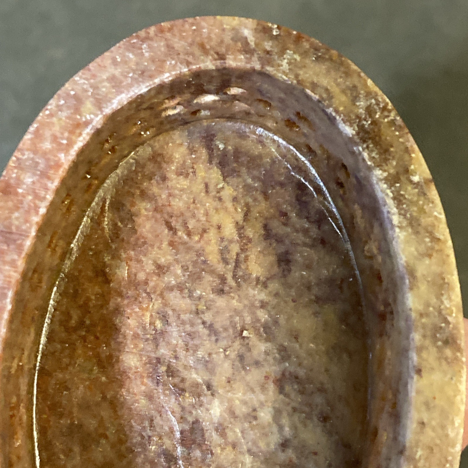 Stone Trinket Box with Inlaid Flowers