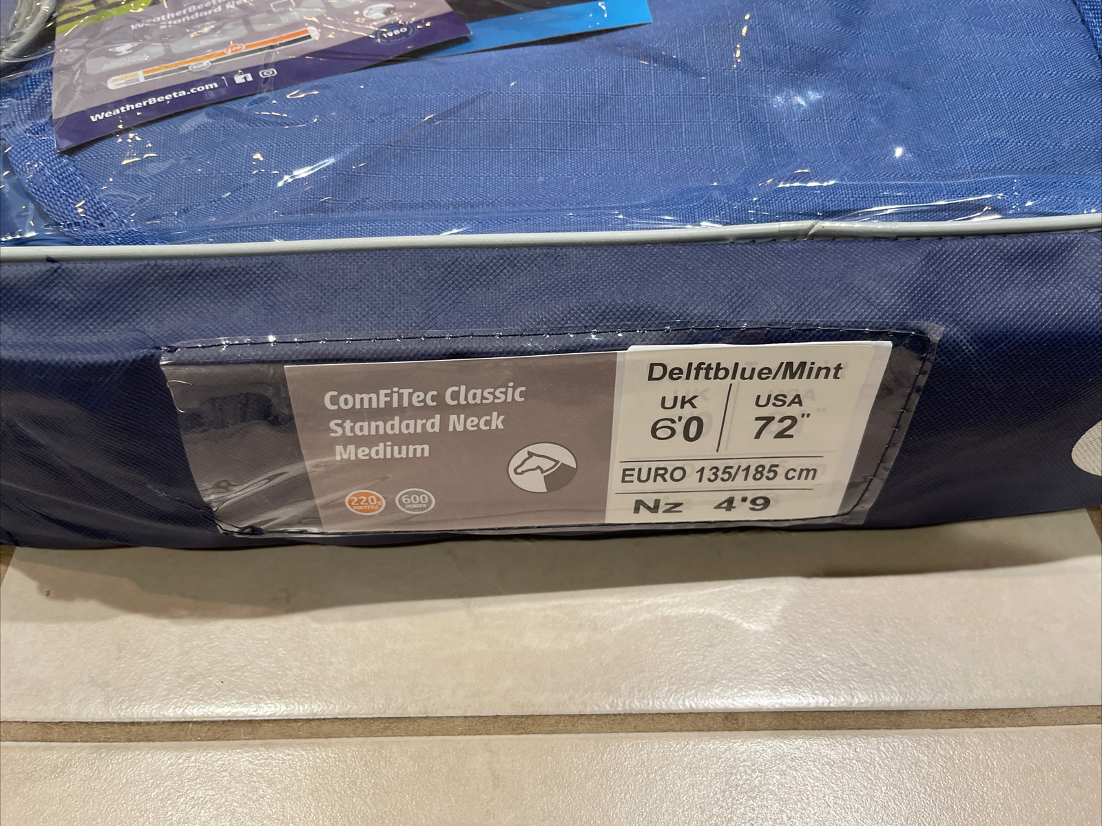 Weatherbeeta Comfitec Classic Std Neck Turnout Blanket 220g 72" Deft Blue/Mint