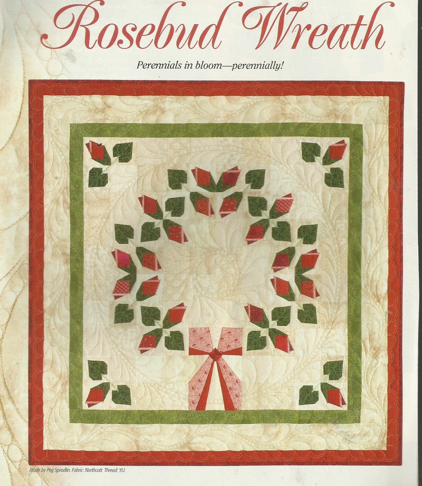 B0413  ROSEBUD WREATH WALLHANGING QUILT PATTERN/INSTRUCTIONS