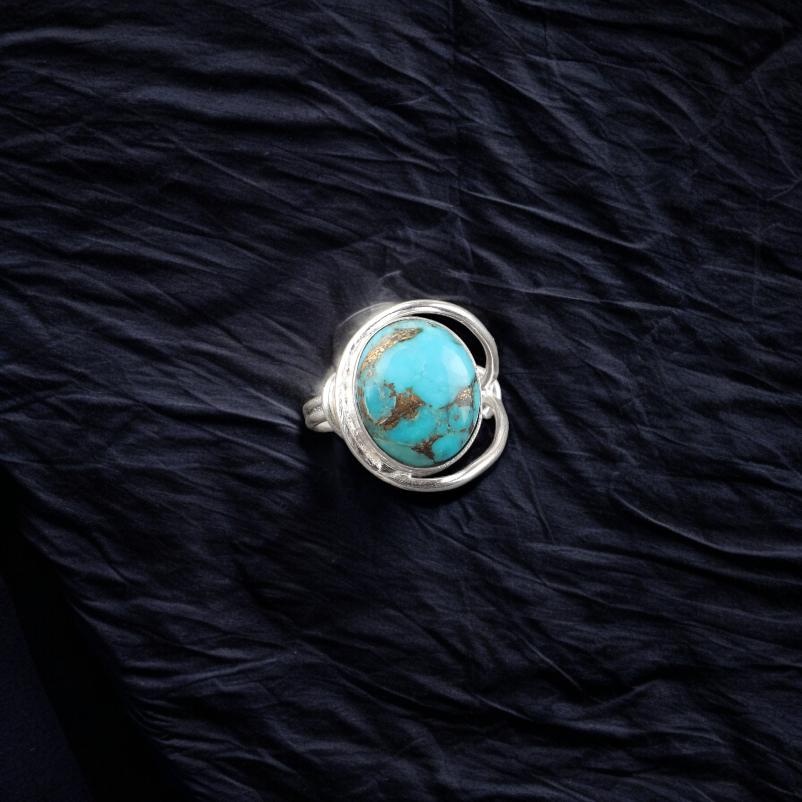 Copper Turquoise Gemstone 925 Sterling Silver Handmade Jewelry Ring Gift For
