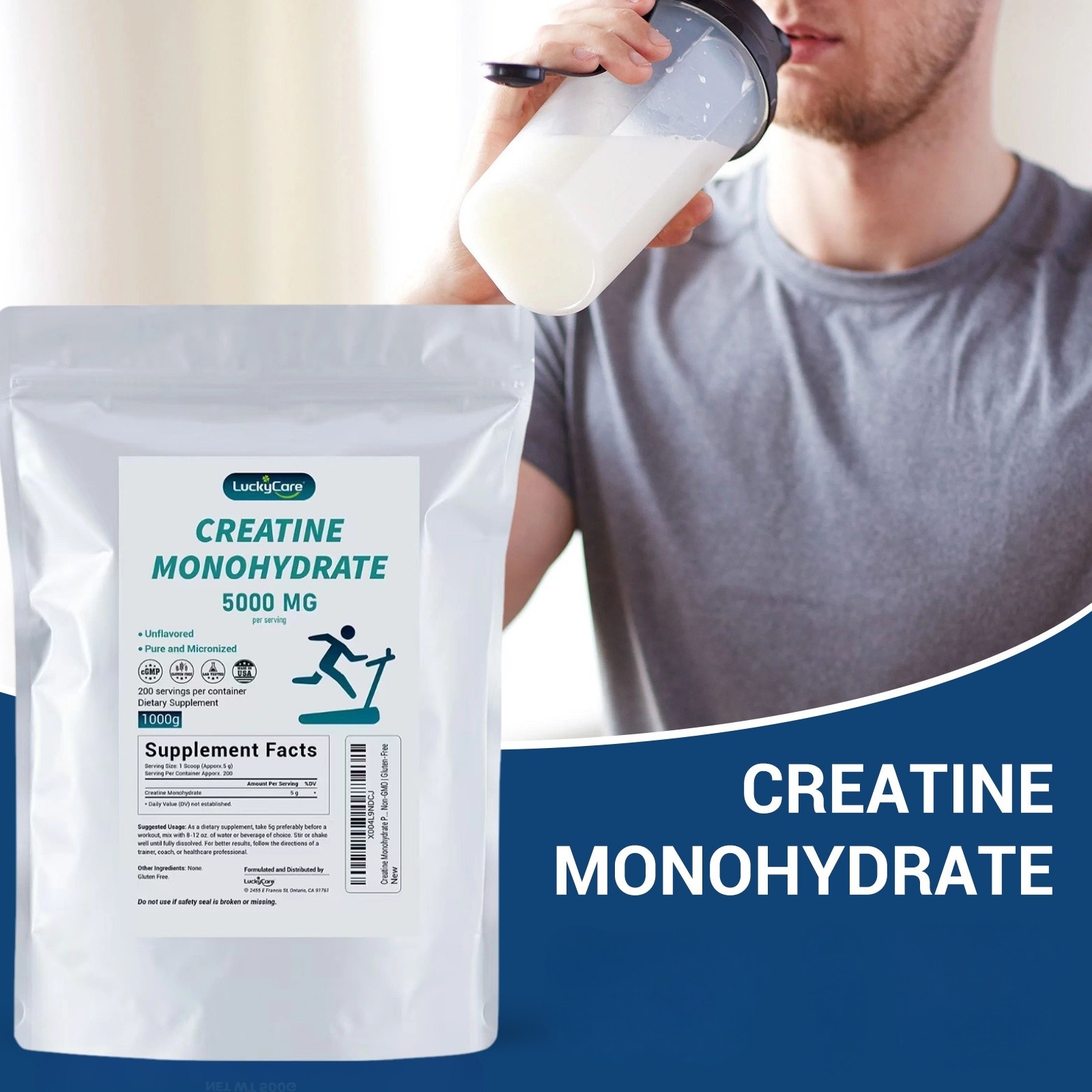 2.2lbs Pure Creatine Monohydrate Powder, Micronized Creatine Powder, Unflavored