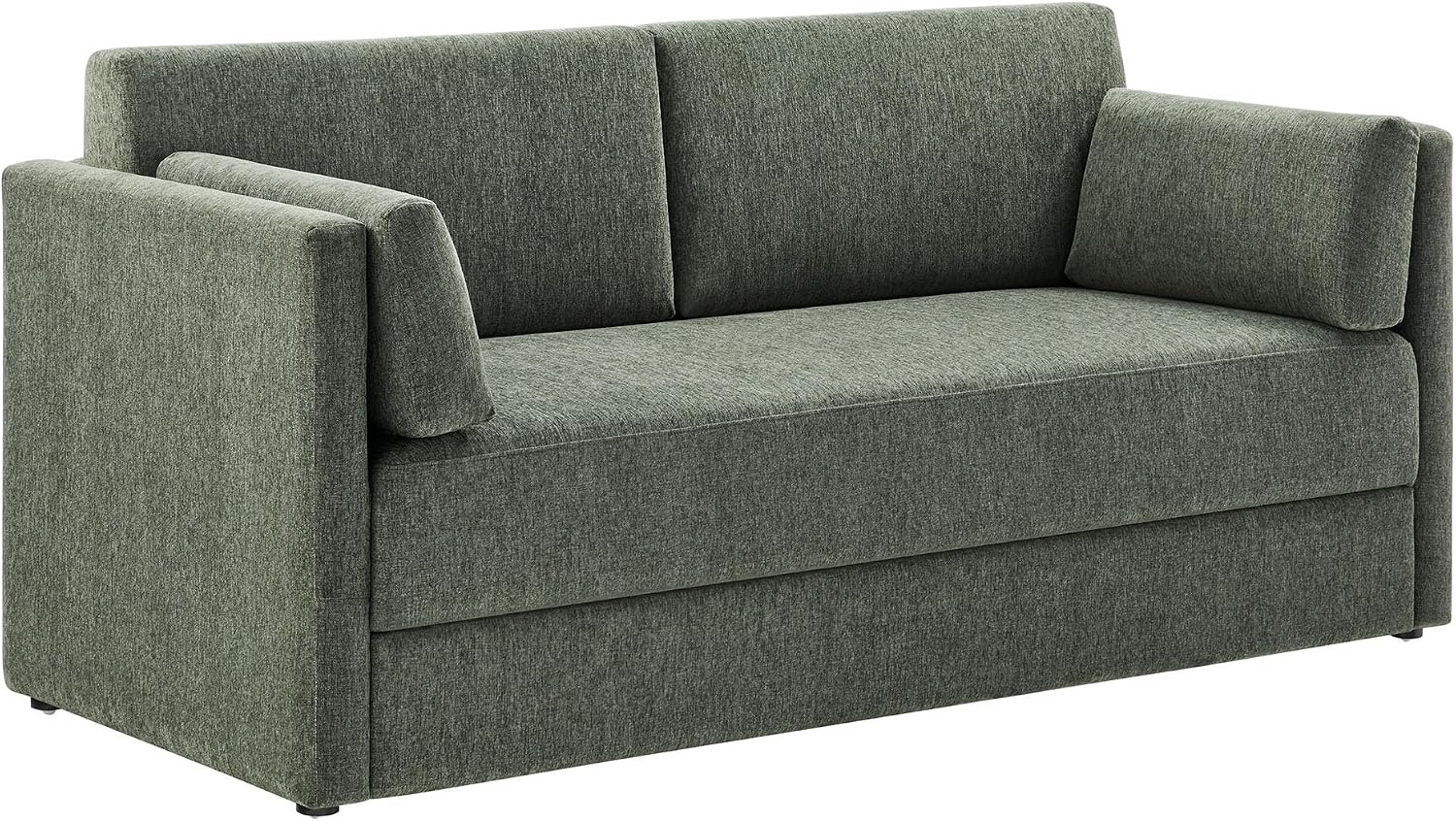 Linden 73 Inch Heathered Chenille Upholstered Sofa in Eucalyptus