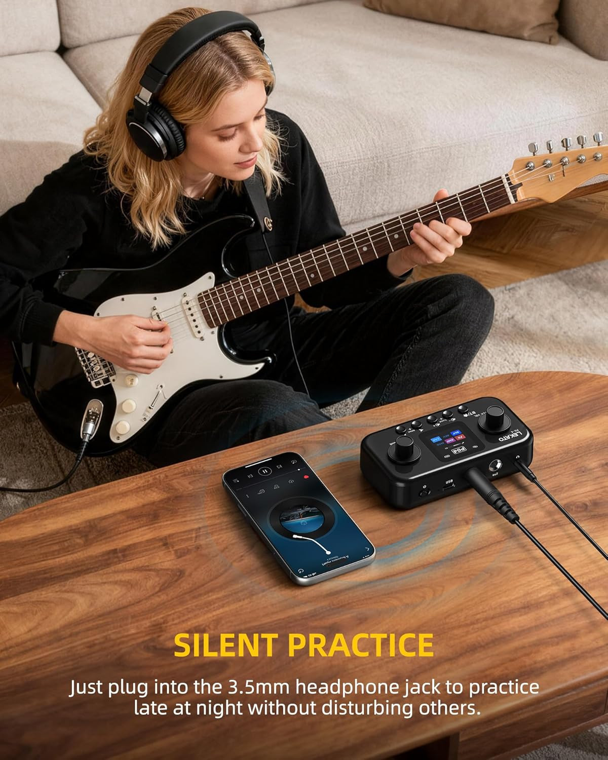 LEKATO Desktop Multi Guitar Effects with 6 Modules, 80 Presets, 20 Amp Modeling