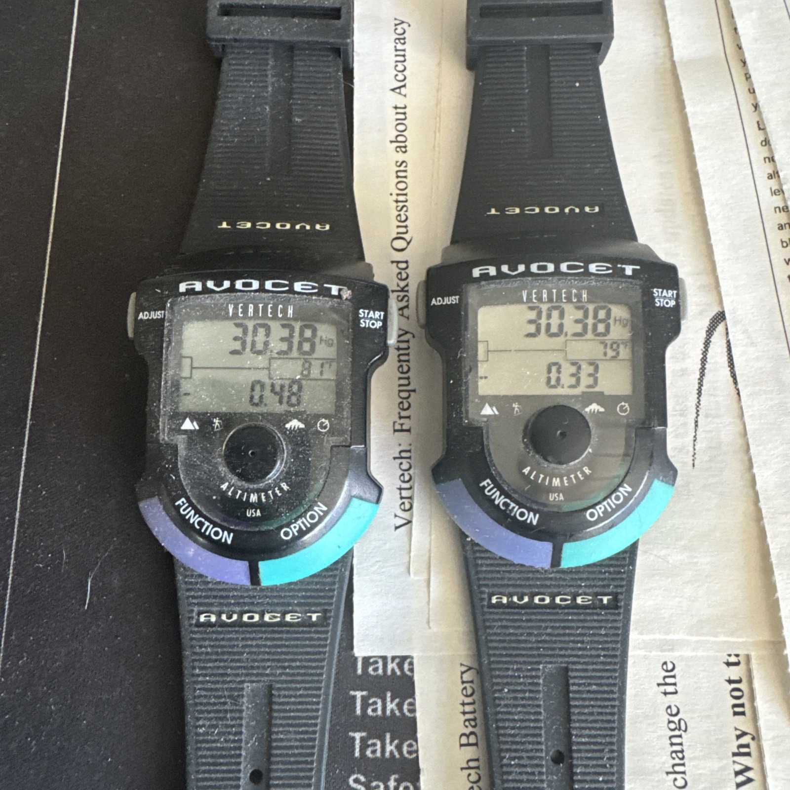 2 Vertech Avocet Wrist Devices