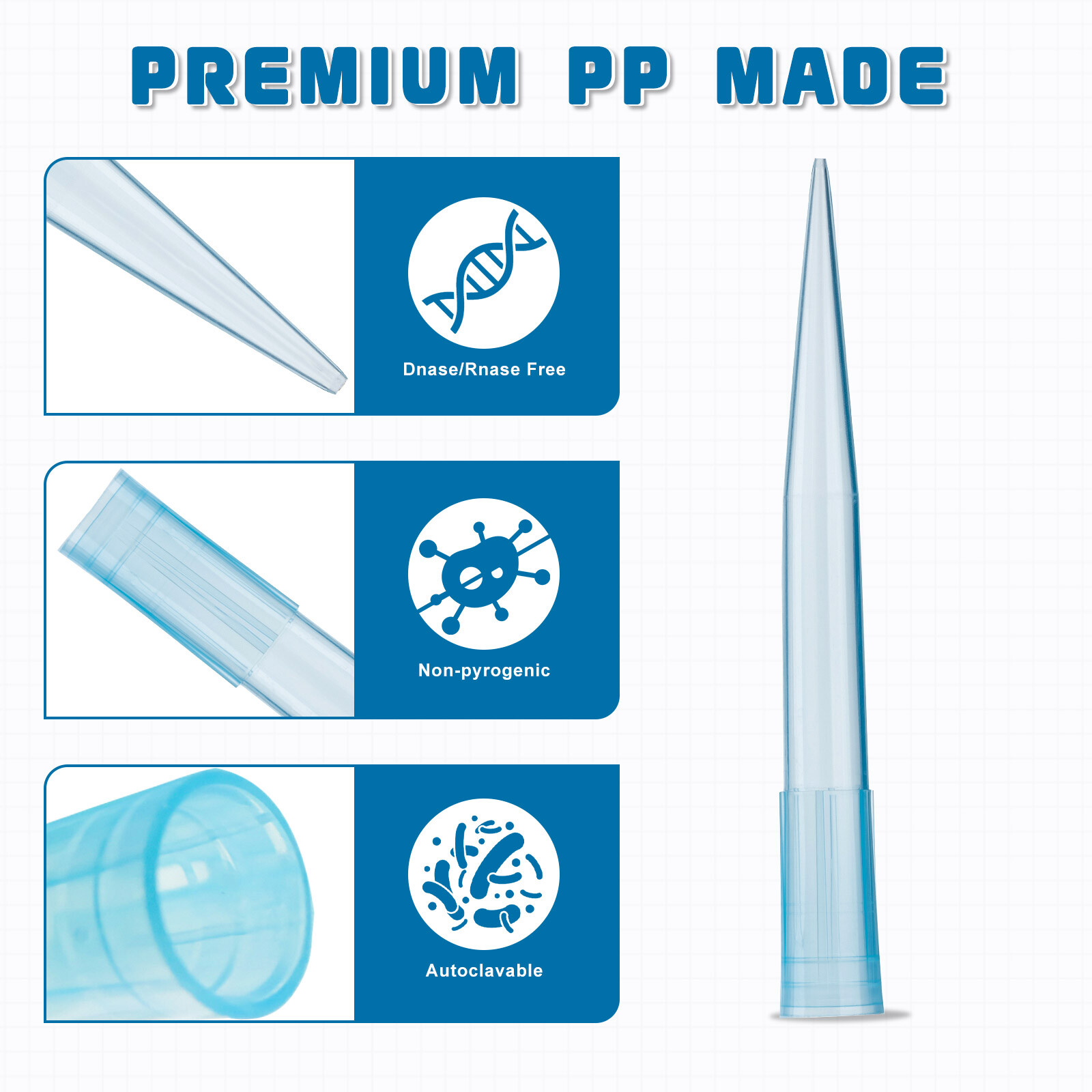 1000μl Pipette Tips, Sterile, Rack, 960/Pack, 9600/Case