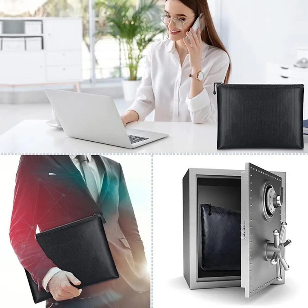 2000℉ Fireproof Document Pouch Fire Proof Money File Bag Waterproof Safe Cash