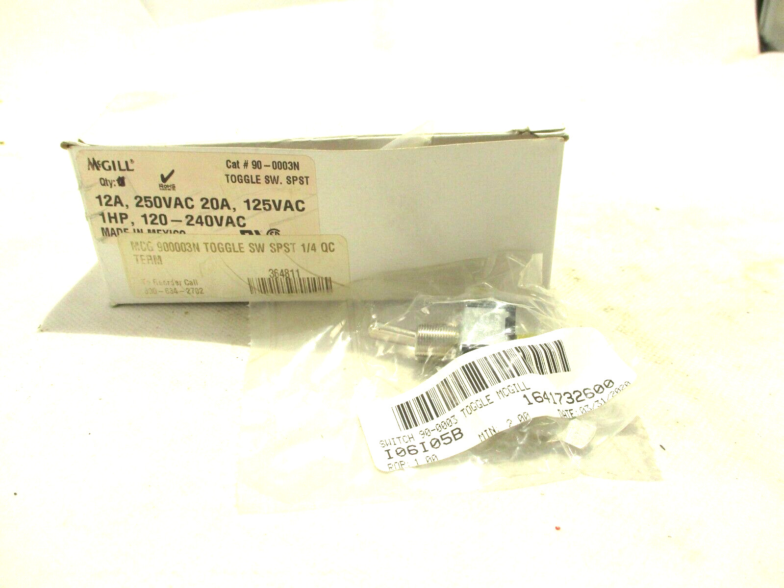 NEW MCGILL 90-0003N TOGGLE SWITCH SPST
