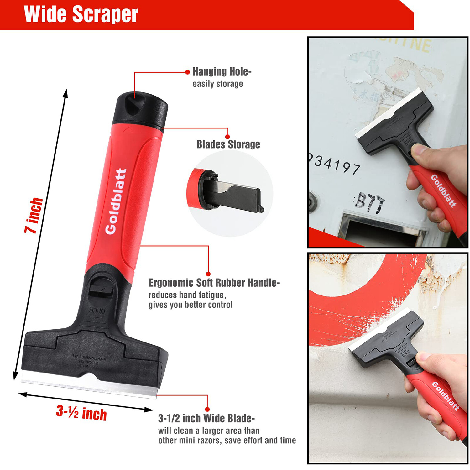 Goldblatt 2PCS Razor Blade Scraper Razor Scraper Tool Razor Holder w/15PC Blades