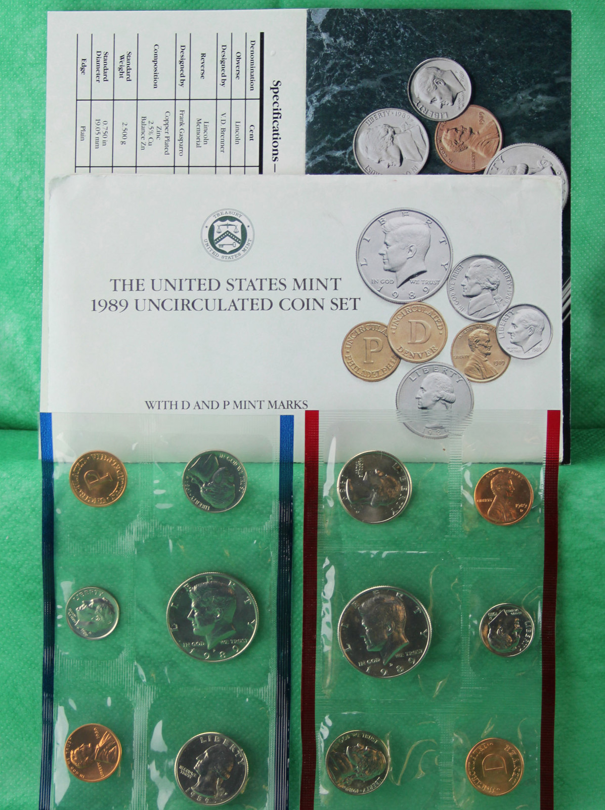 1989 P and D United States Mint Uncirculated 10 Coin Set BU