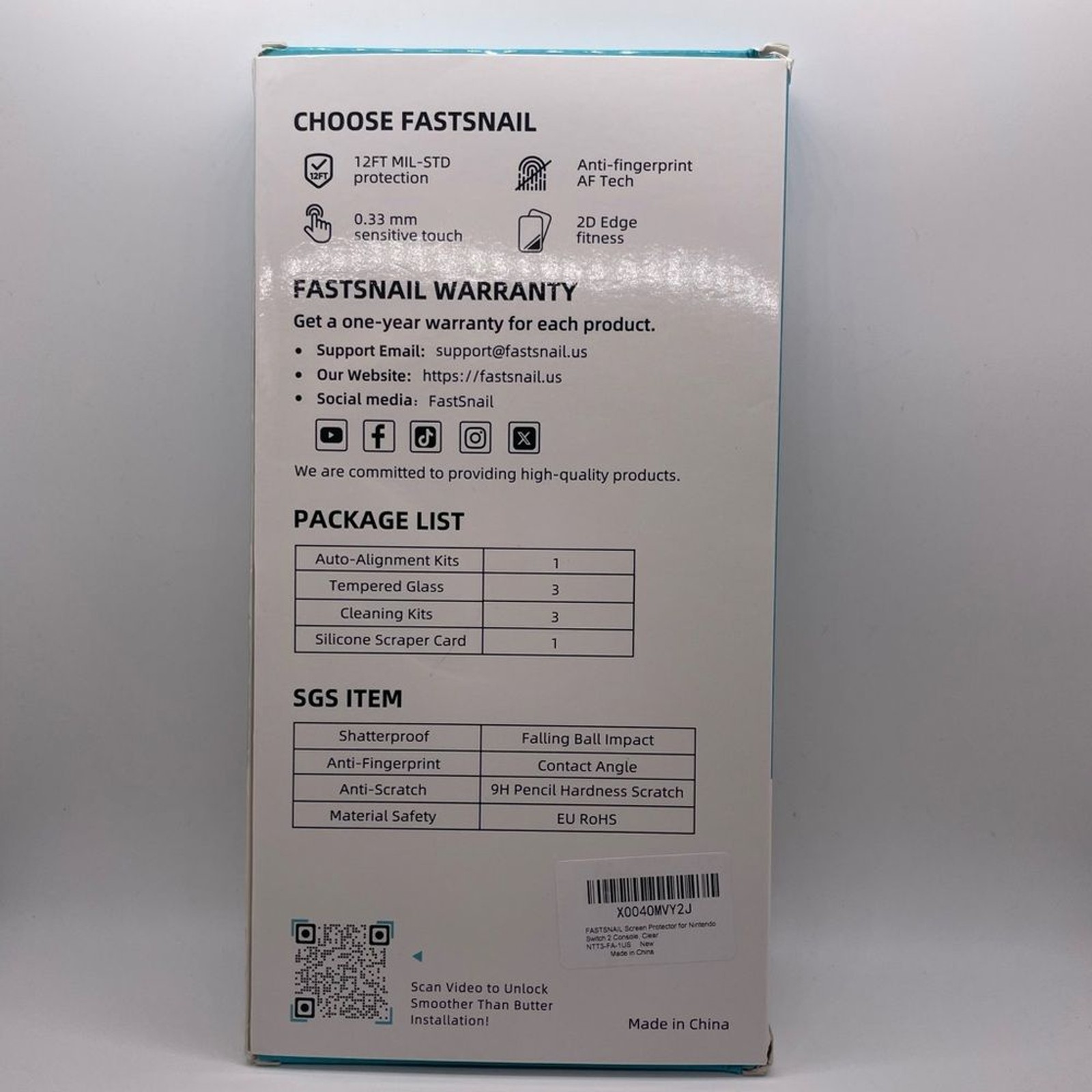 FastSnail 9H Glass Screen Protector for Switch 2 NIB Break Scratch Protect Game