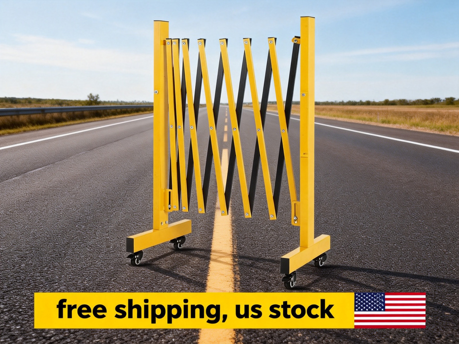 Guard Retractable Fence 11FT Long Folding Security Gate Casters Driveway 1PC