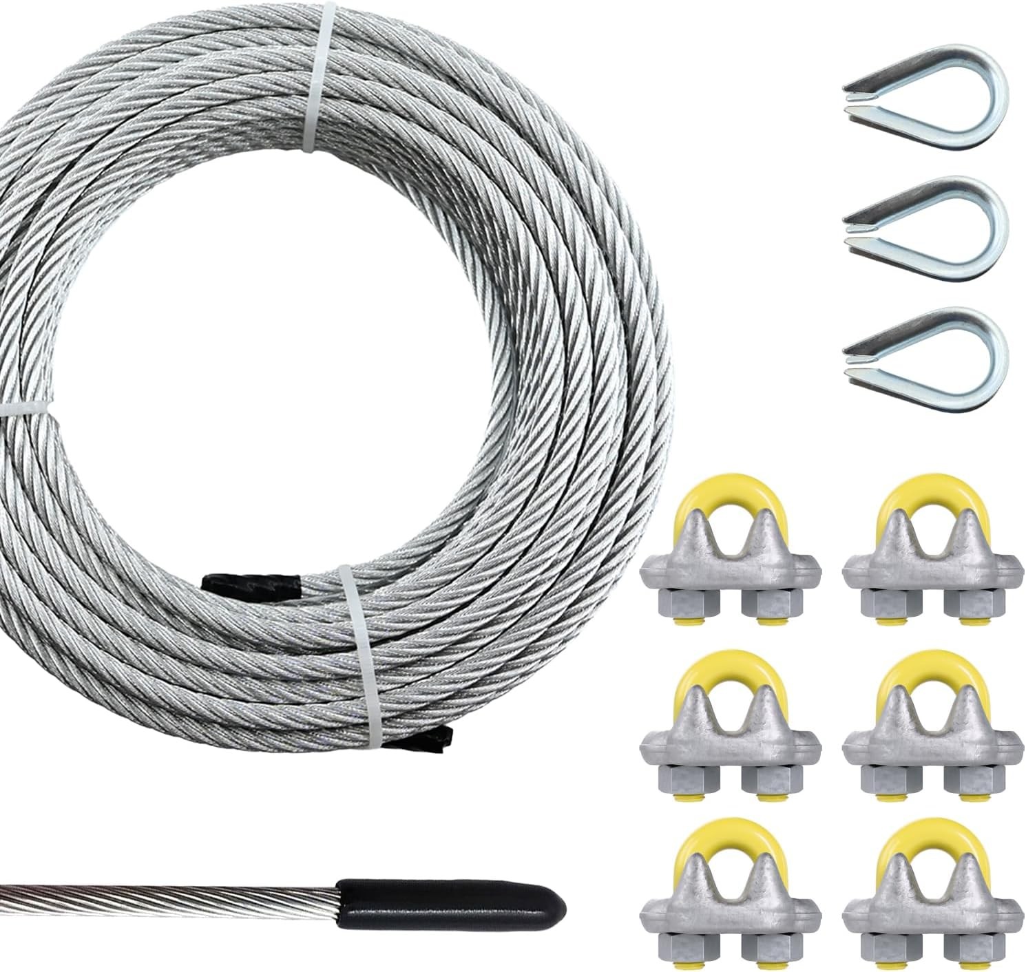 3/8 Steel Cable,  10Ft Wire Rope, 3/8" Aircraft Cable with 7x19 Strands and