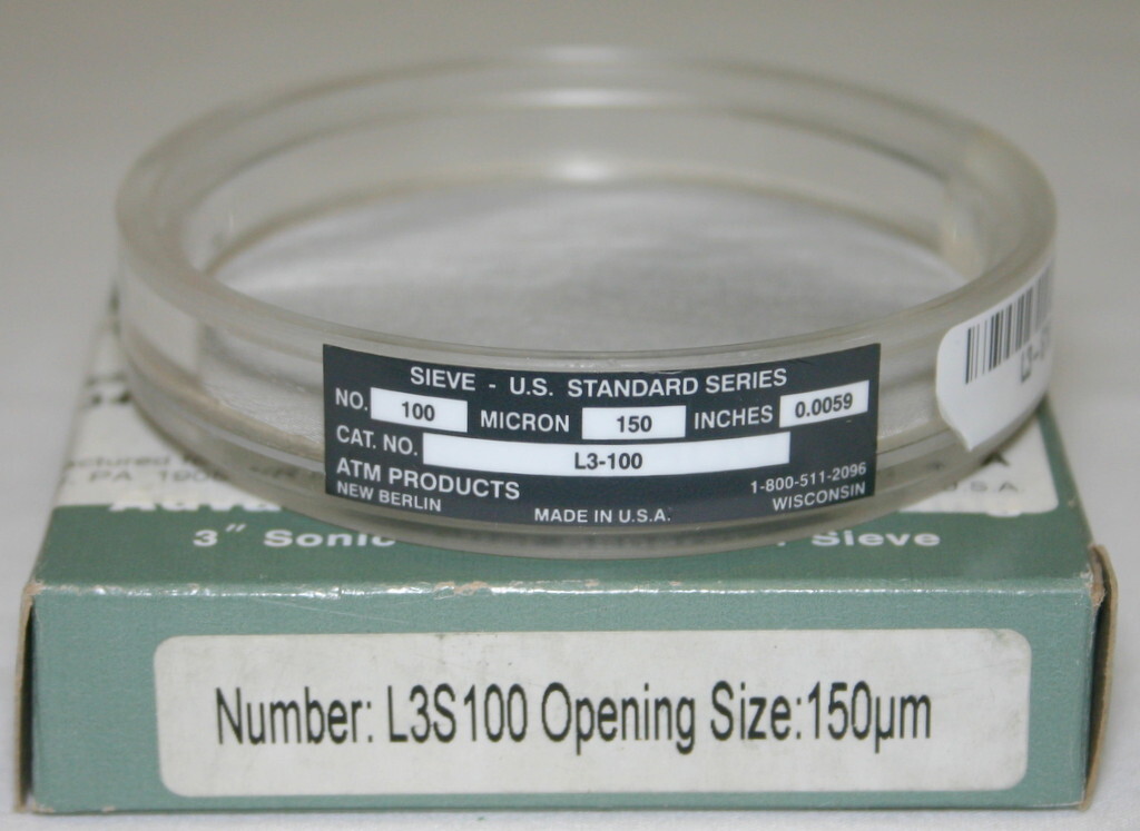 ADVANTECH 3" DIAMETER CLEAR ACRYLIC SONIC SIFTER SEPARATOR SIEVE , L3S SERIES
