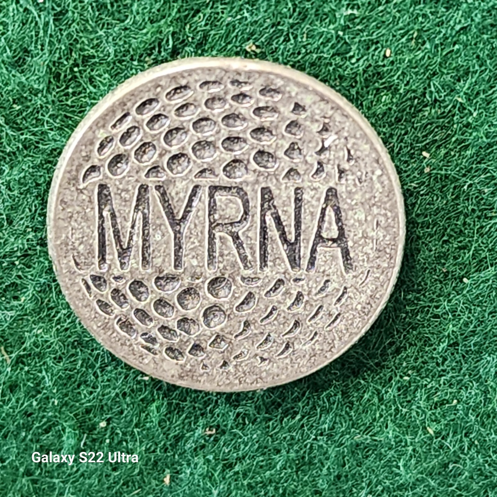 Personalized Metal Golf Ball Marker for Myrna