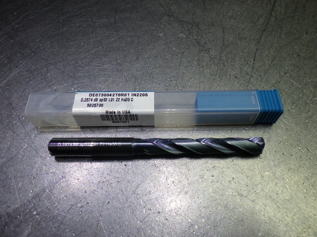 Ingersoll 7.3mm Coolant Thru 5xd Carbide Drill DE0730042T0R01 IN2205 (LOC2243A)